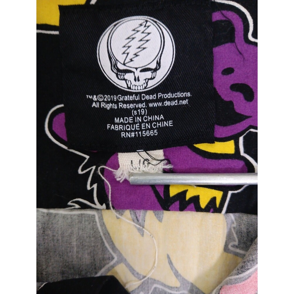 Grateful Dead Dancing Bears Short Sleeve Button Down Shirt- LG-Black Multicolor - Picture 6 of 9